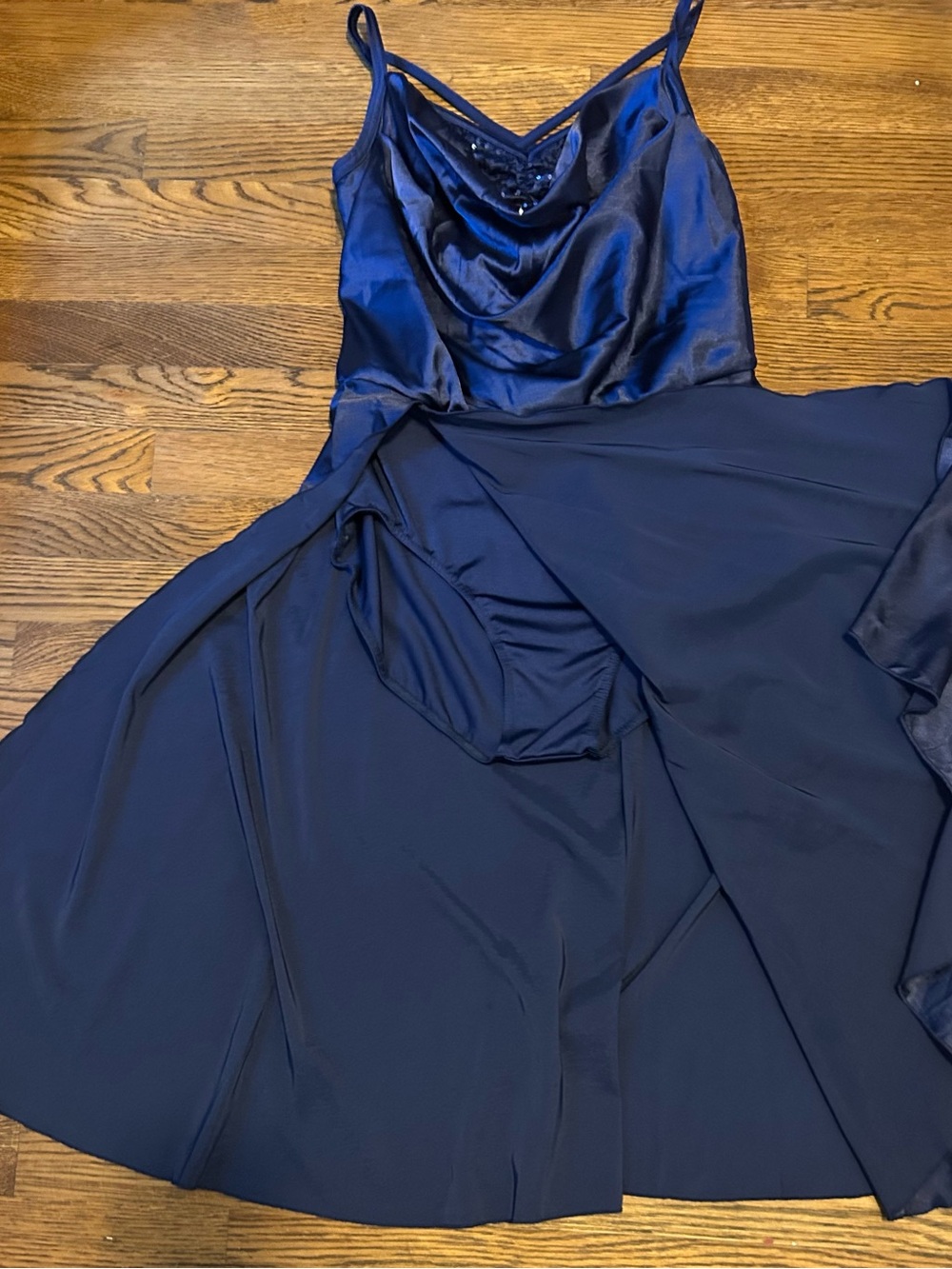Weissman Navy Satin Cowl Neck Midi Dress 0142 - Picture 6 of 13